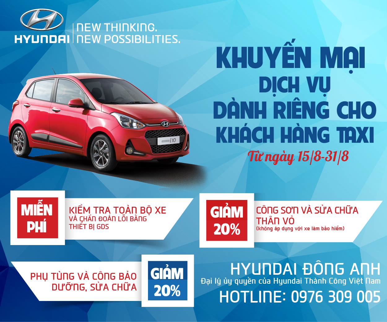 KHUYẾN MẠI DỊCH VỤ DÀNH RIÊNG CHO KH TAXI